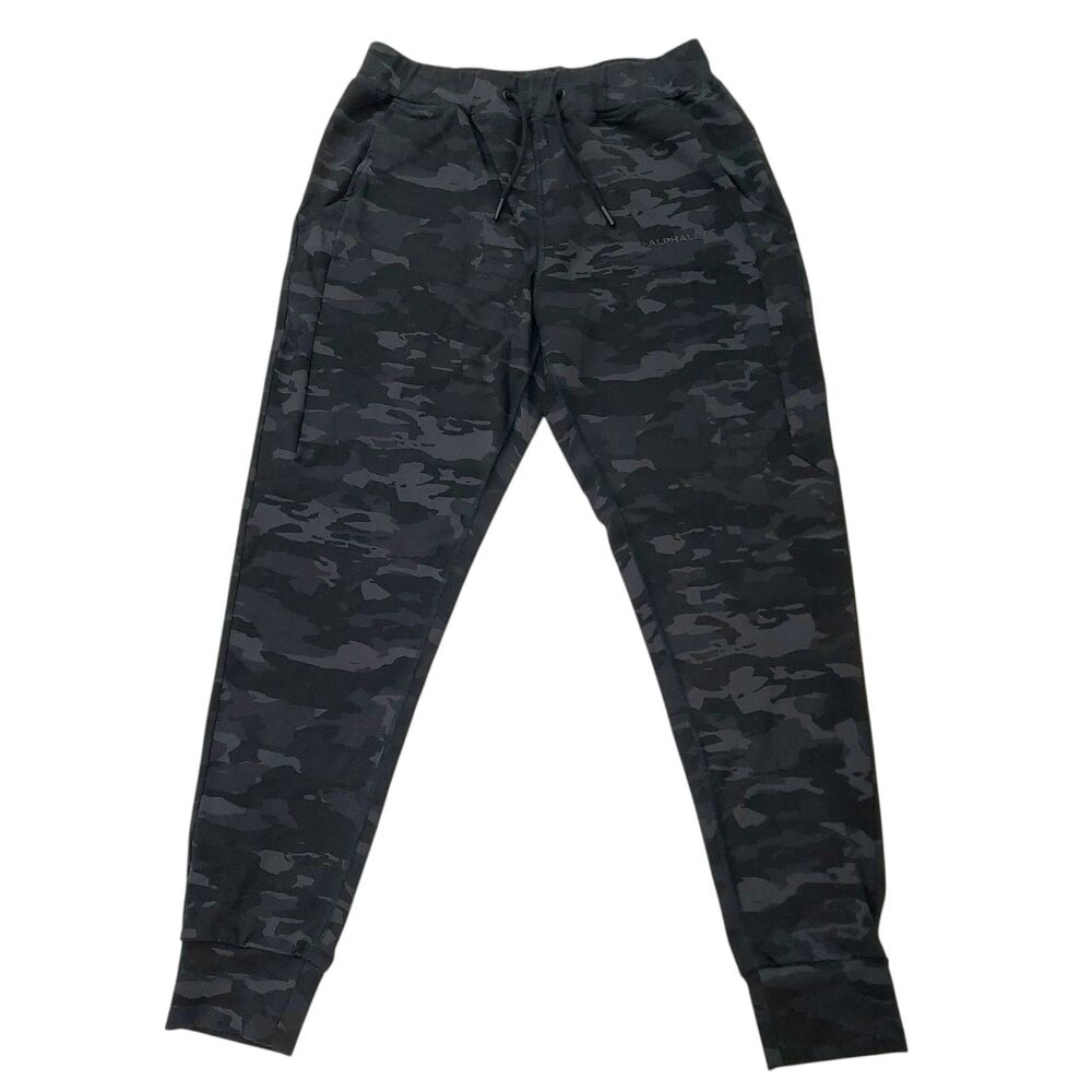 Alphalete Jogger Pants Mens Large Black Camo Stretch Comfort Athleisure Training